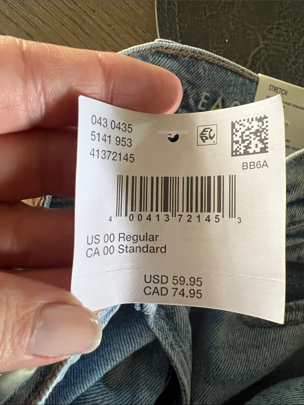 American Eagle Super High Rise Straight Jeans Size 00 New With Tags - Picture 4 of 5